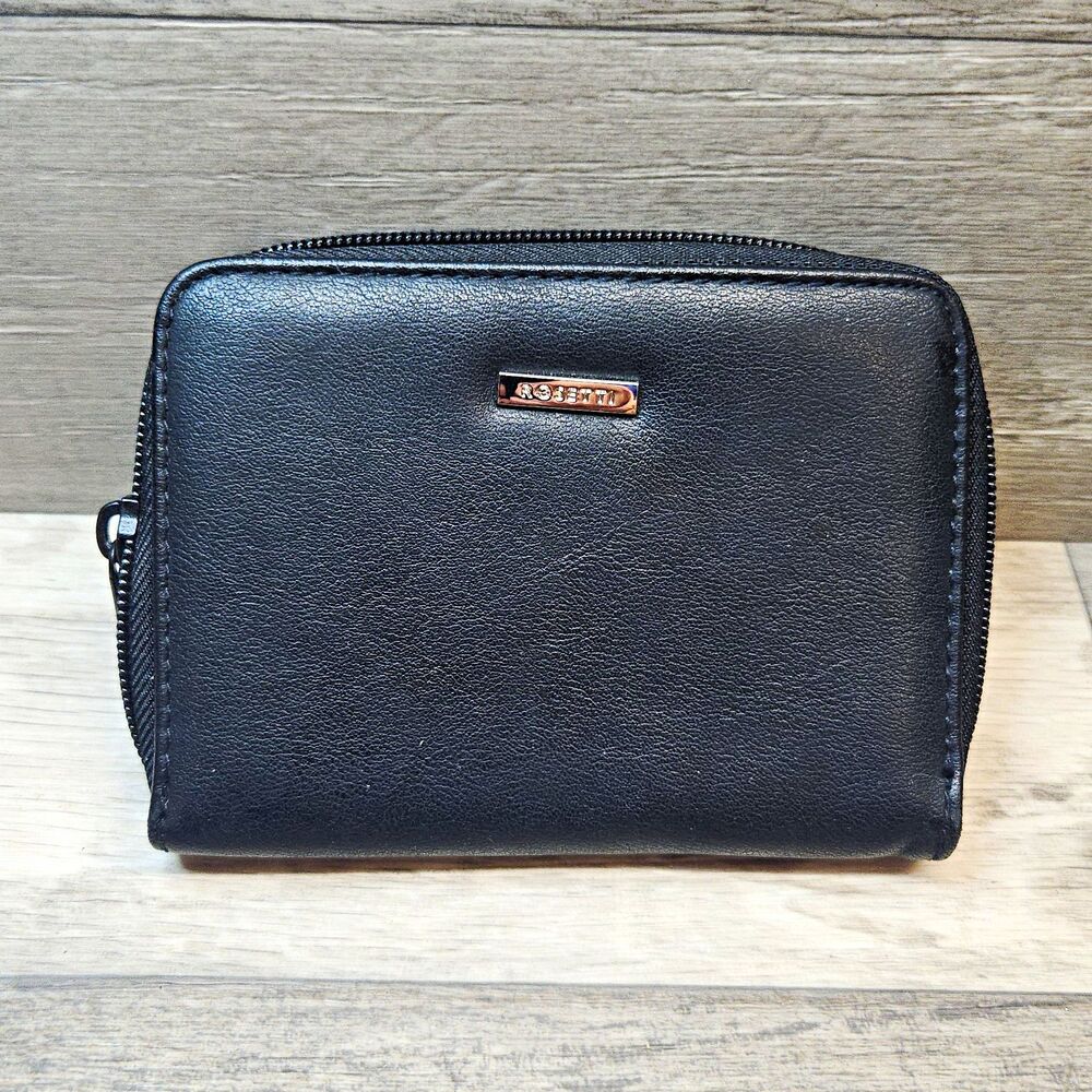 Rosetti Black Zip-Around Wallet, Solid, Credit Card Slots, Women's